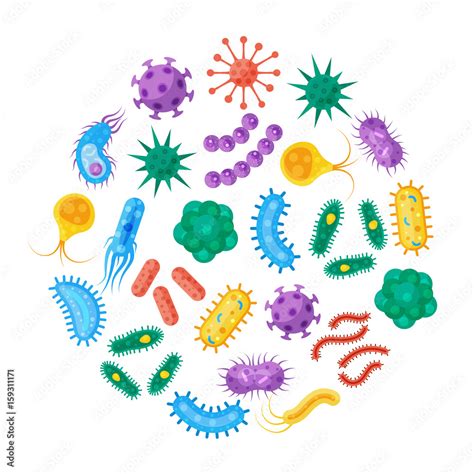 Bacteria and microbes vector illustration Stock Vector | Adobe Stock