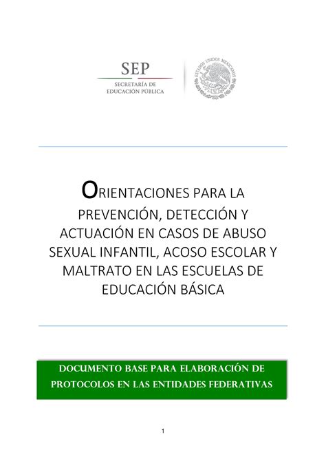 Orientaciones PARA LA Prevencion Deteccion ORIENTACIONES PARA LA