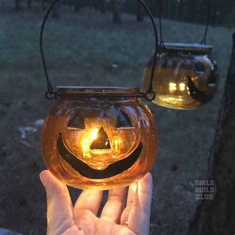 Halloween pumpkin solar light lanterns! - Girls Build Club