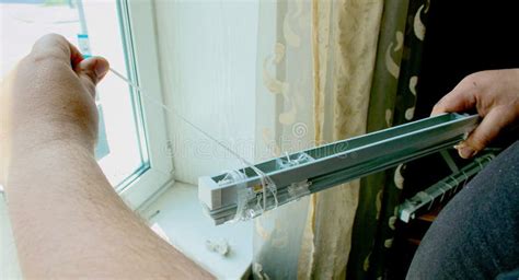 Window Blinds Installation Process. Stock Image - Image of home, house: 219465143