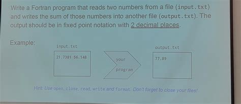 Solved Write A Fortran Program That Reads Two Numbers From A Chegg