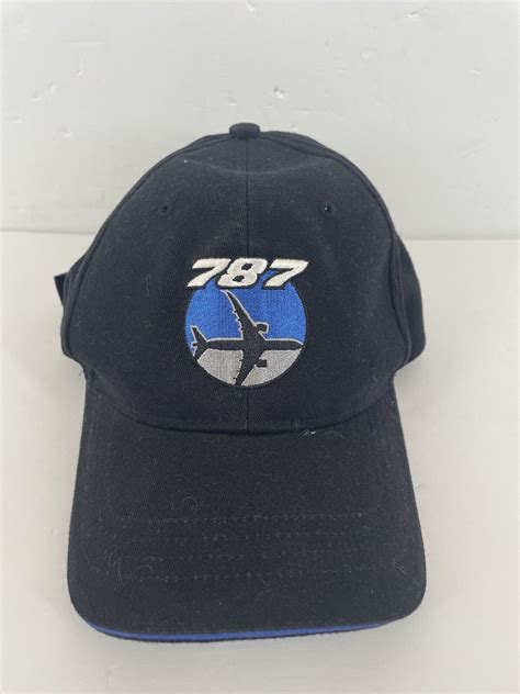 Vintage Boeing 787 Dreamliner Black Embroidered Adj Gem