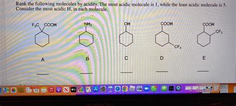 Solved Rank The Following Molecules By Acidity The Most