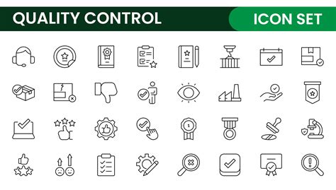 Quality Control Line Icon Set Included The Icons As Inspect Qa