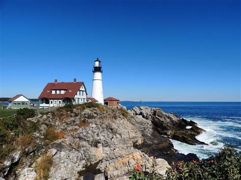 The Portland Head Light, overlooking Casco Bay just south of Portland ...