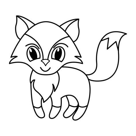 Cute fox cartoon coloring page illustration vector. For kids coloring ...