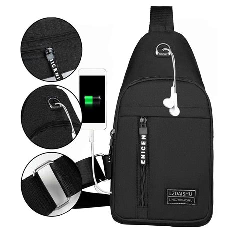 Srstrat Waterproof Strap Bag Crossbody Backpack With Usb Hole With Headphone Hole Strap Backpack