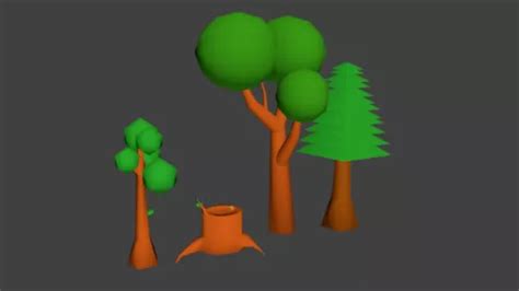 Lowpoly Modelo 3d Gratuito De Paquete De árboles Blend Fbx