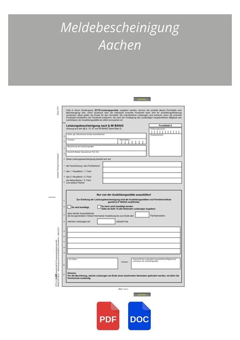 Meldebescheinigung Aachen Word Pdf