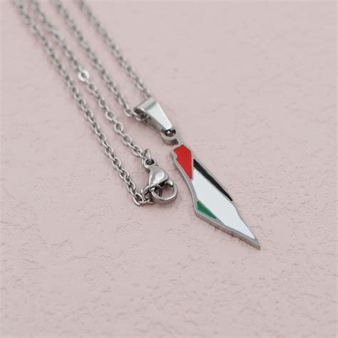 Plated Palestine Flag Necklace Map Of Gaza Palestine Etsy UK