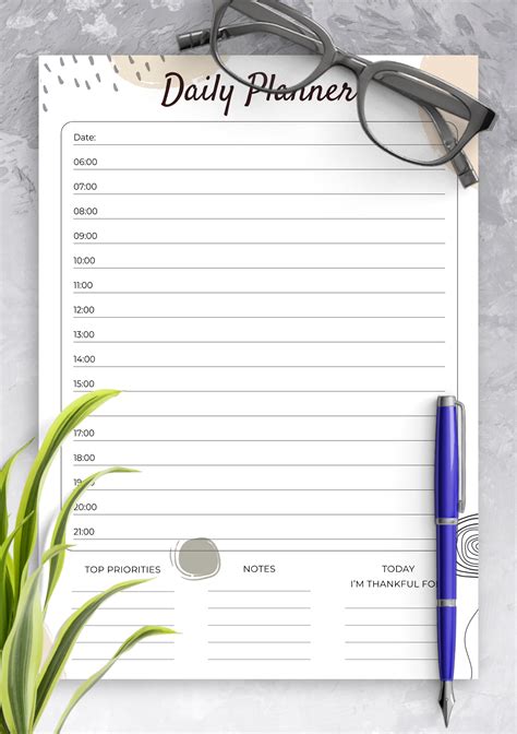 Download Printable Daily Planner With Time Slots Template Pdf