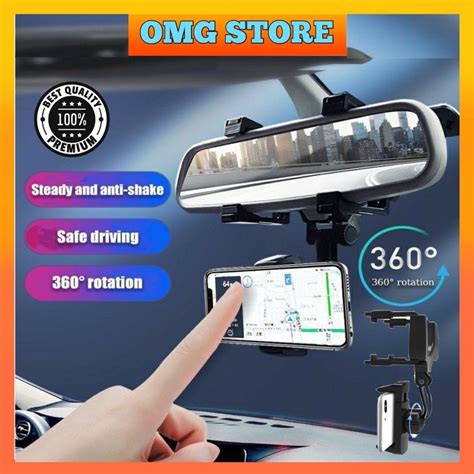 Universal 360 Degree Car Rearview Mirror Mount Stand Holder For Phone