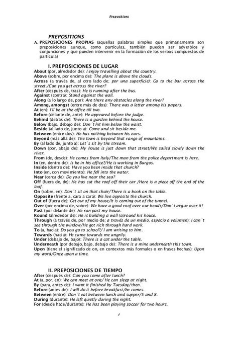 Lista De Preposiciones En Ingles