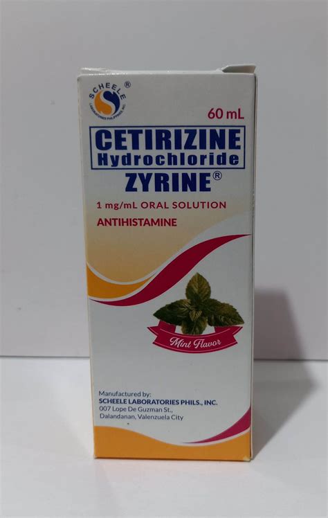 Cetirizine Zyrine 60ml Antihistamine 1mgml Lazada Ph