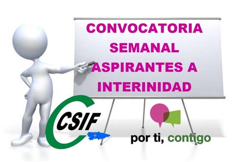 CSIF Convocatoria Adjudicación semanal de aspirantes a interinidad