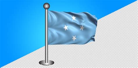 Premium PSD 3d Micronesia Flag Icon Badge Png Transparent Background