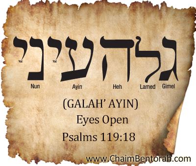 Hebrew Word Study Eyes Opened Galah Ayin Chaim Bentorah