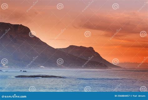 Camps Bay at Sunset. a View of Camps Bay Across the Ocean at Sunset. Stock Image - Image of ...