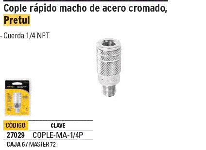 27029 COPLE MA 1 4P TRUPER Cople Acero Cuerda 1 4NPT Macho Pretul