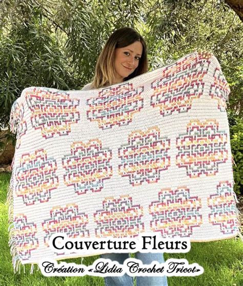 Plaid Couverture Fleurs Tutoriel Mosaic Crochet Lidia Crochet Tricot