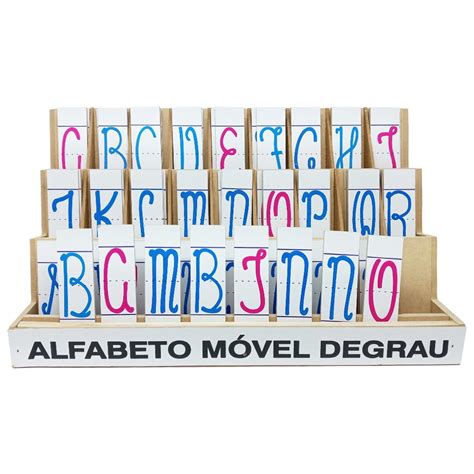 Alfabeto Móvel Degrau Madeira MDF Cursivo Carlu Brinquedos MadeiraMadeira