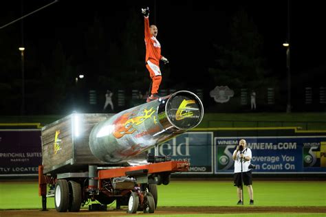 David The Bullet Smith Launches Himself Out Of A Cannon At Dow Diamond