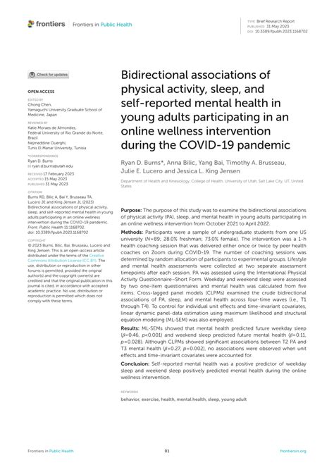 Pdf Bidirectional Associations Of Physical Activity Sleep And Self