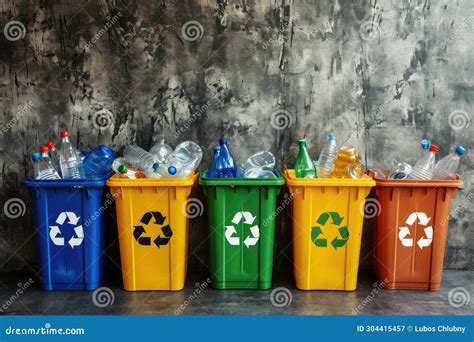 Contenedores De Diferentes Tipos Concepto De Reciclaje Imagen De