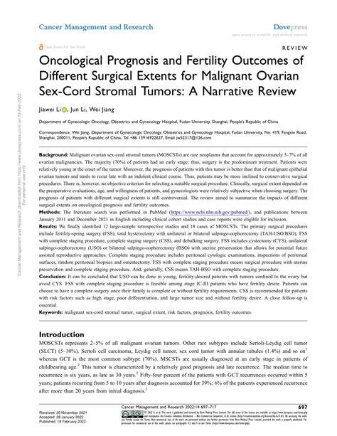 Pdf Oncological Prognosis And Fertility Outcomes Of Different