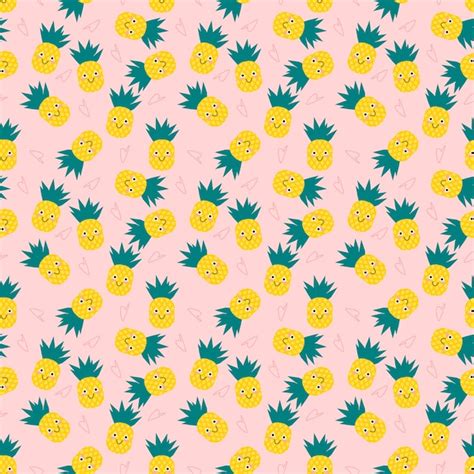 Premium Vector Cute Pineapple Cartoon Seamless Pattern