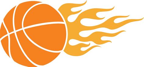 Flaming Basketball Through Hoop Logo Royalty Free Vector