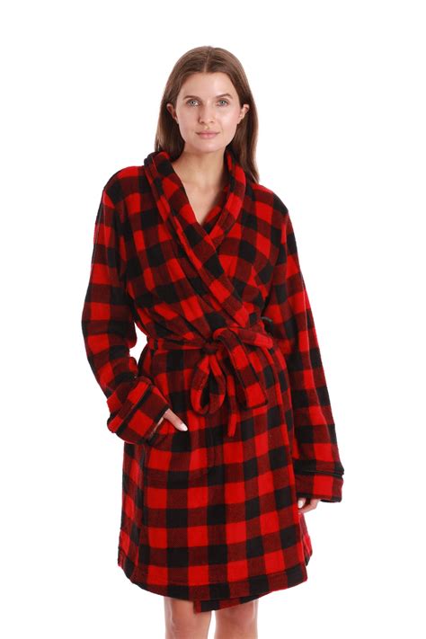 Just Love Womens Printed Plush Robe Soft Warm Bathrobe For