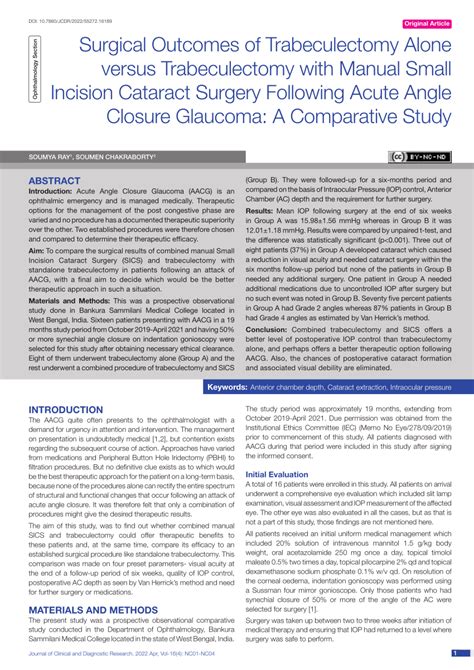 Pdf Surgical Outcomes Of Trabeculectomy Alone Versus Trabeculectomy