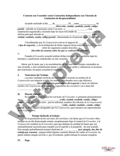 Mesa Arizona Contrato Con Consultor Como Contratista Independiente Por Cuenta Propia Con