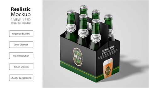 Premium Psd Realistic Packaging Of Six Pack Beer Mockup