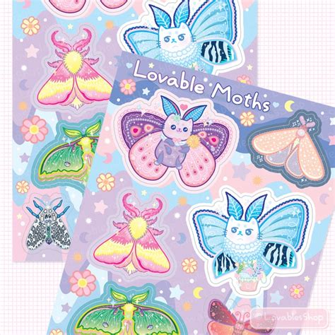 Lovable Moths Vinyl Sticker Sheet Etsy