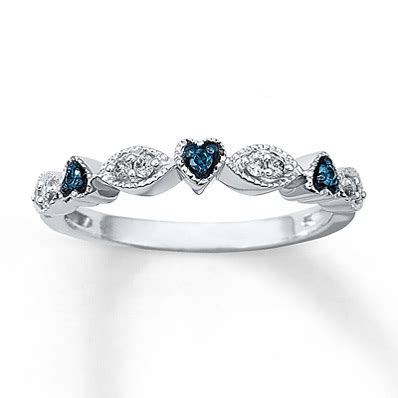 Kay Jewelers Blue & White Diamond Ring 1/8 ct tw Round-Cut Sterling ...