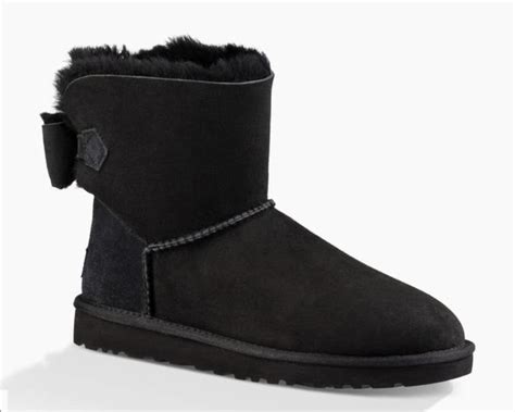 Ugg Australia Black Uggs Naveah Suede Sheepskin Bow 1012808 Boots