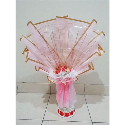 Jual Bucket Uang Kosongan Buket Bunga Duit Pink 20slot Bisa Request