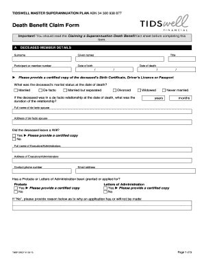 Tidswell Master Superannuation Plan Fill Online Printable Fillable