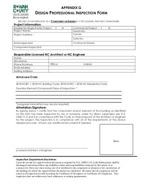 Fillable Online Appendix G Design Professional Inspection Form Fax