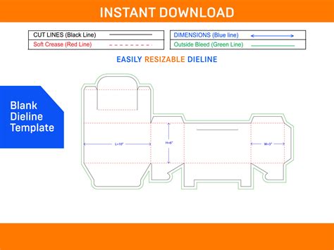 Customized design box dieline template and 3D vector file Blank dieline template 22721945 Vector ...