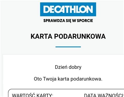 Karta podarunkowa Decathlon 30zł Zgierz Kup teraz na Allegro Lokalnie