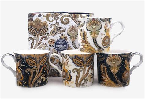 Heritage Bone China Pacifica Mugs Set Of 4 Gift Boxed