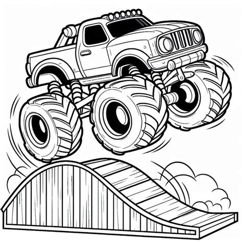 Desenho De Monster Truck Em Salto Para Colorir Pintar E Colorir