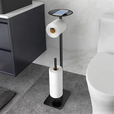 Porte Rouleau De Papier Toilette Autonome Avec Réserve En Acier