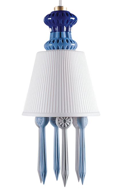 Lladro Belle De Nuit Ceiling Lamp With Lithophane Blue CE UK