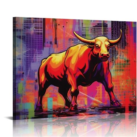 Nawypu Bull Motivational Wall Art Canvas Print Office Decor Inspiring