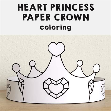 Heart Princess Paper Crown Printable Coloring Valentine Craft Activity Made By Teachers