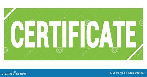 Certificate Text Written On Green Stamp Sign Stock Illustration